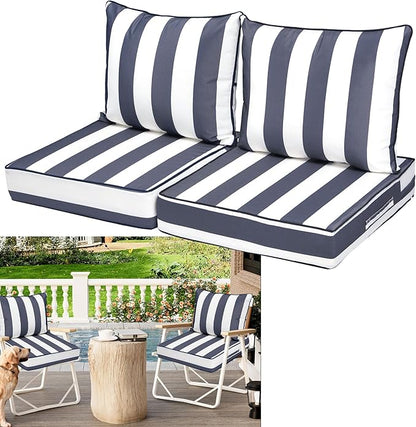 Outdoor Deep Seat Cushions for Patio Furniture Set of 2, Waterproof Outdoor by Vulacko