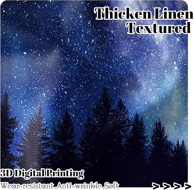 Renaiss 42 x 96 Inch Starry Night Sky Blackout Curtains Twinkle Star Forests - Image 2