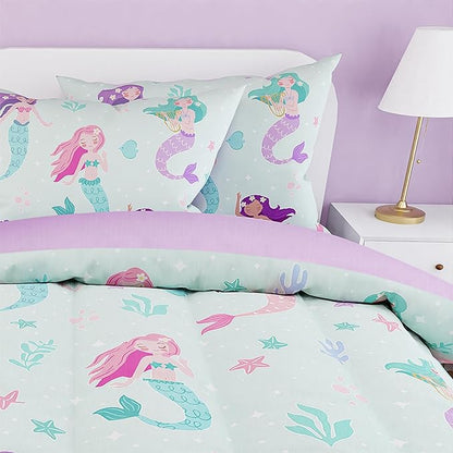SANDJEST Mermaid Comforter Set Twin Size 68x86in - Image 4