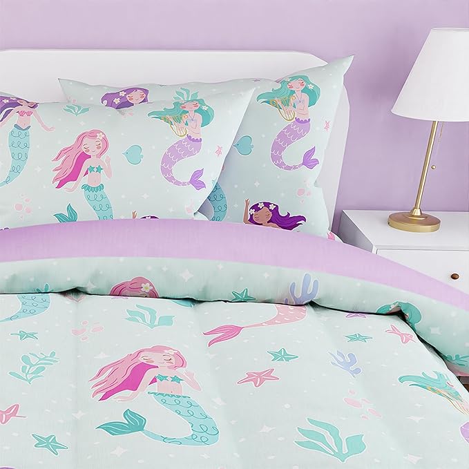 SANDJEST Mermaid Comforter Set Full Size 98x86in - Image 4