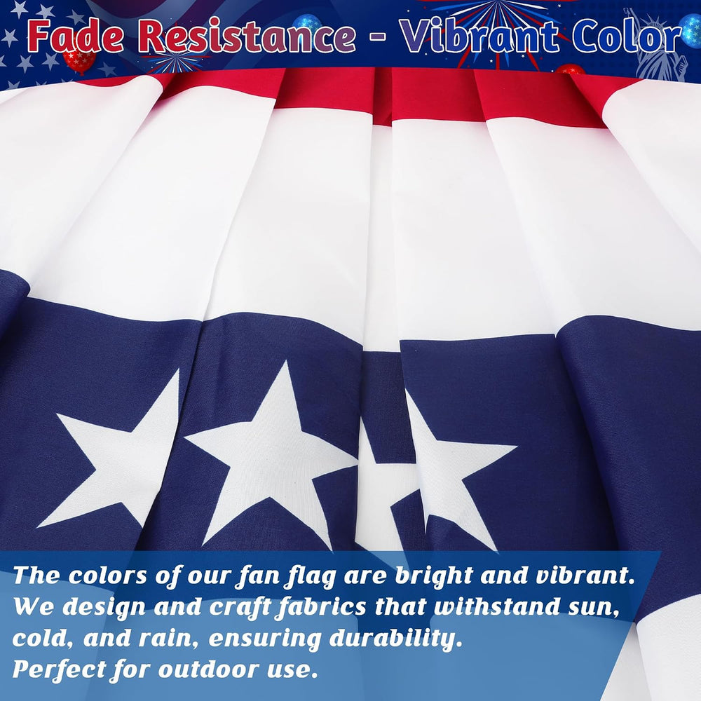 3 Pack 2.5x5 FT USA Bunting Flags Outdoor, American Pleated Fan Flag, 4th of ...