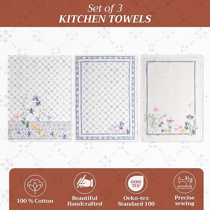 Maison d' Hermine Kitchen Towels Set of 3 100% Cotton 27.50" x 20" Reusable - Image 2
