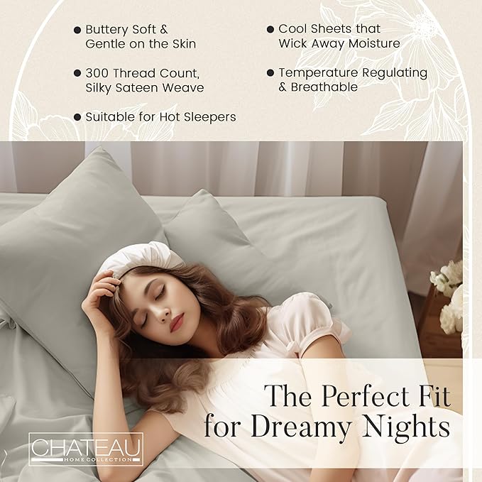 Organic Cotton Sheets Queen Size Bed Set Deep Pockets, Soft Breathable Sateen - Image 4
