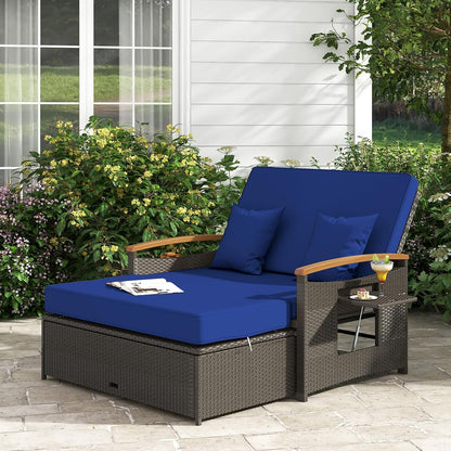 costway patio rattan daybed, outdoor loveseat sofa with, main product view