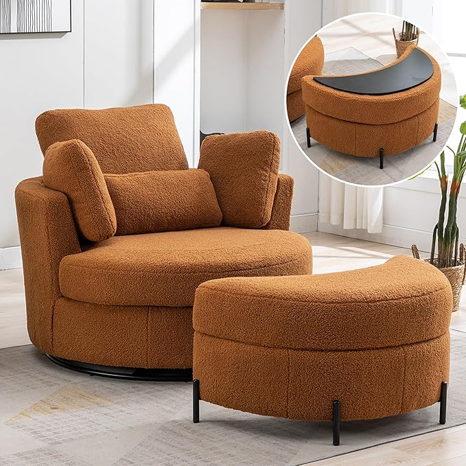 Aoiy & Wifon 42.2" W Oversized Swivel Barrel Chair by AoiyWifon