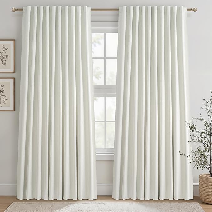 Cute Blackout Curtains 70 Inches Extra Wide Linen 90 Inch Length by QJMYDECO