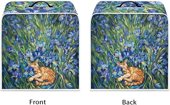 Cute Iris Cat Coffee Maker Cover – Dust Protection Stain Resistant Washable - Image 2