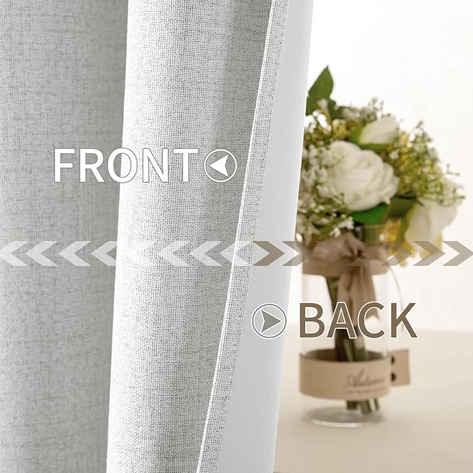 MIULEE Linen Textured Curtains for Bedroom Solid 100% Blackout Thermal - Image 6