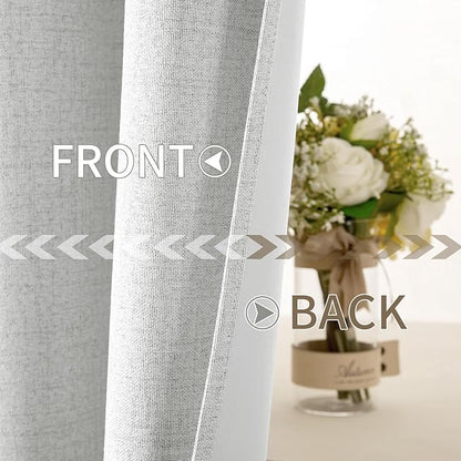 MIULEE Linen Textured Curtains for Bedroom Solid 100% Blackout Thermal - Image 6