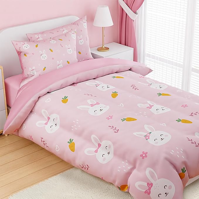 SANDJEST Rabbit Comforter Set Twin Size 68x86in - Image 4