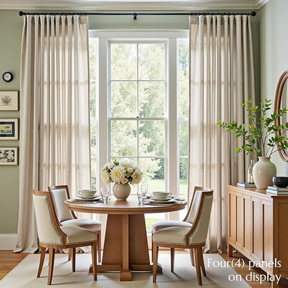 jinchan Linen Blend Curtains 96 inch Length 2 Panels - Image 2