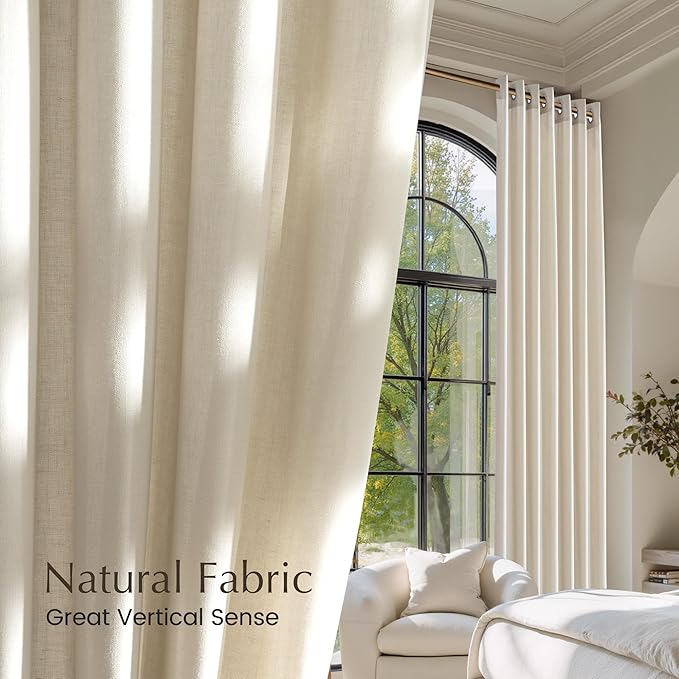 NICETOWN Bone White Linen Curtains - Image 3