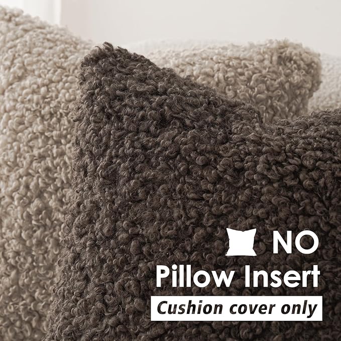 Foindtower 2 Pieces Teddy Faux Fur Throw Pillow Cover Decorative Sherpa Pillow - Image 3