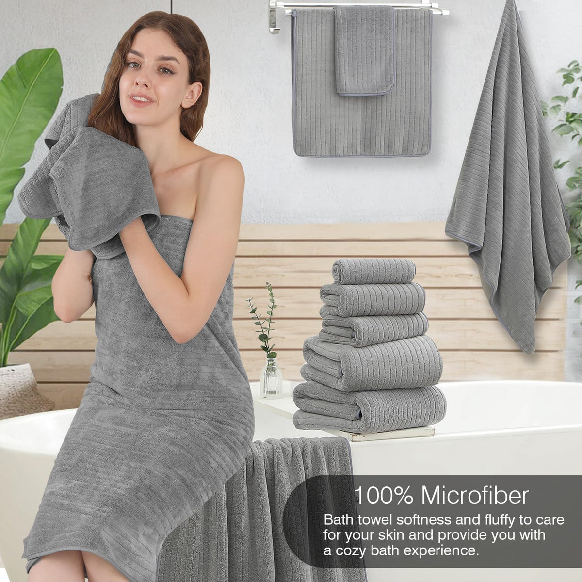 hailea 18 piece family bath towel set include, side view