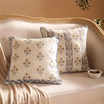 patdrea Designer Square Throw Pillow Covers Set of 2, Rustic Linen - Image 6