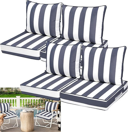 Waterproof Outdoor Chair Cushion Set of 4, Outdoor Cushions by Vulacko