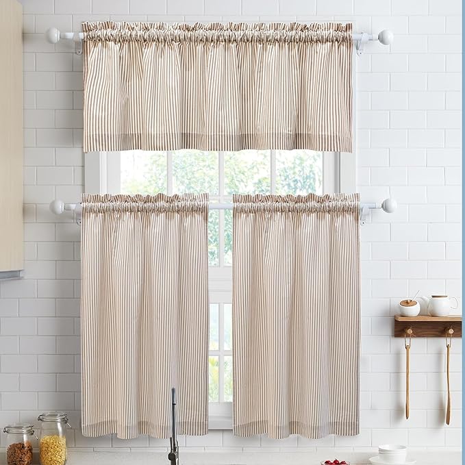 July Joy Cotton Valance Curtains 18 Inches Long Country Kitchen Curtains Rod - Image 7