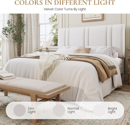 sha cerlin full size velvet bed frame with on a desk or shelf