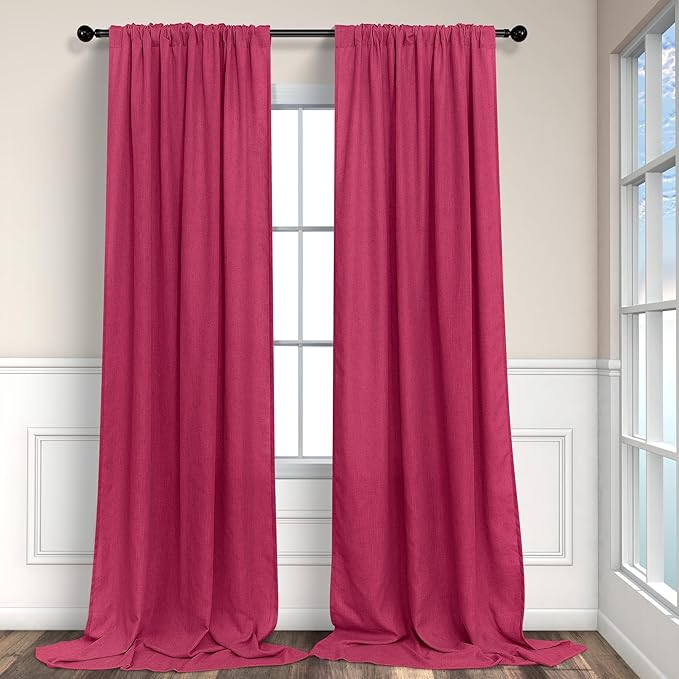 Pitalk Christmas Red Hot Pink Curtains - Image 8
