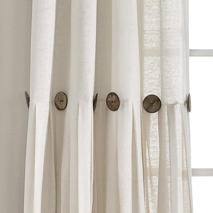Lush Decor Linen Button Window Curtain Panel, Off White - Image 3
