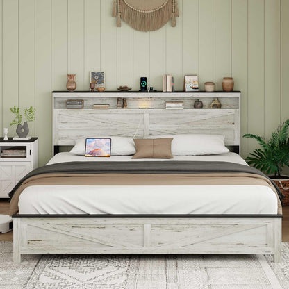 ball & cast wood king size bed frame shown in use