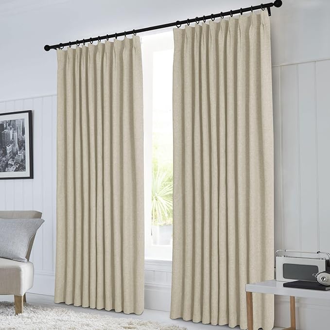 Macochico Extra Wide 100% Blackout Linen Curtains - Image 2