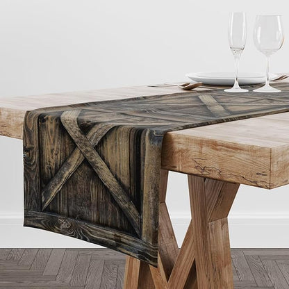 Old Barn Door Table Runner Wooden Barn Door Garage Door American Style Rustic - Image 2