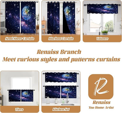 Renaiss 53 x 84 Inch Earth Galaxy Tiers Curtains - Image 7