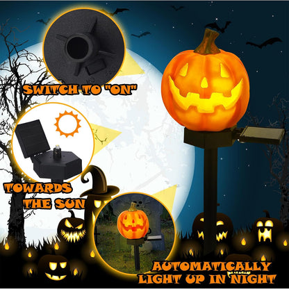 Retisee 4 Pack Halloween Solar Lights Pumpkin, Jack O Lantern Solar Lights
