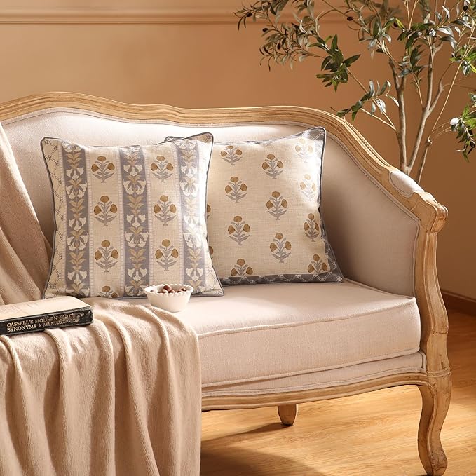 patdrea Designer Square Throw Pillow Covers Set of 2, Rustic Linen - Image 6