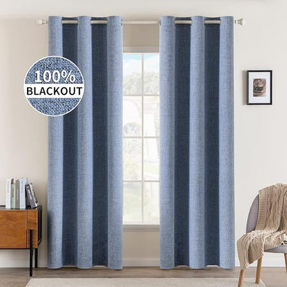 MIULEE Linen Blackout Curtains and Drapes 100% Room Darkening Thermal Insulated by MIULEE