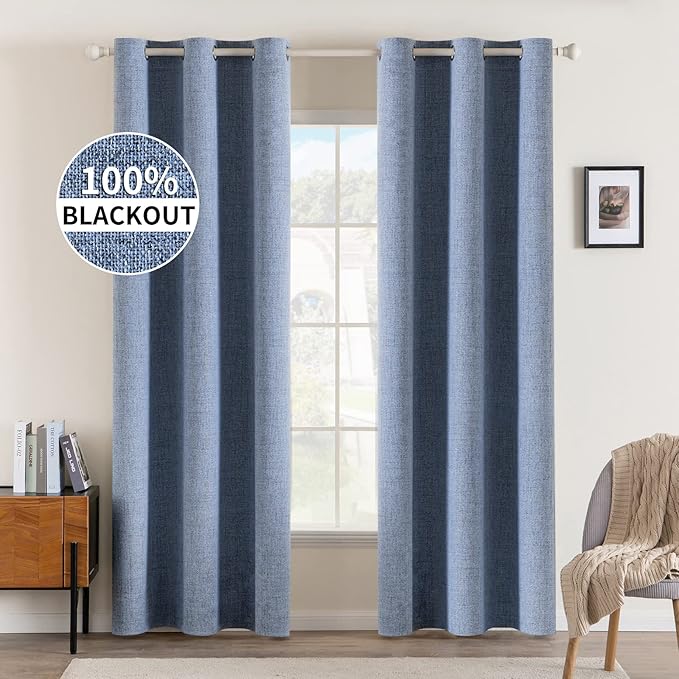 MIULEE Linen Blackout Curtains and Drapes 100% Room Darkening Thermal Insulated by MIULEE