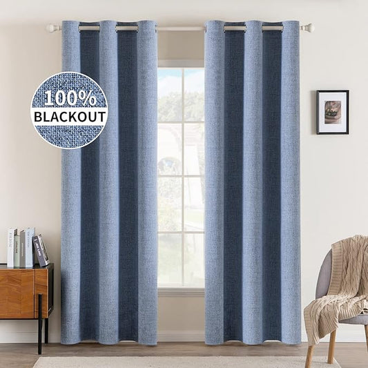 MIULEE Linen Blackout Curtains and Drapes 100% Room Darkening Thermal Insulated by MIULEE