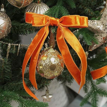 MEEDEE 1 inch Orange Velvet Wired Ribbon - Image 4