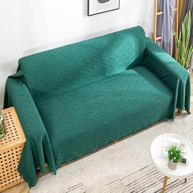 AIVIA Loveseat Cover Sheet Blanket, Cotton Woven Anti Slip Throw Cushion Covers by AIVIAChairCouchSofaCoverThrowBlanket