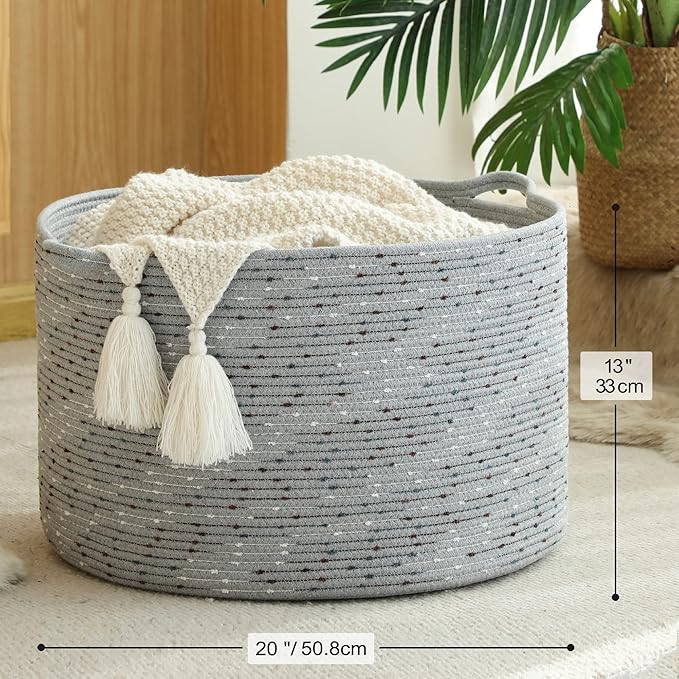 KAKAMAY Large Blanket Basket, Woven Baskets - Image 6