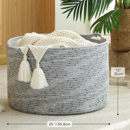 KAKAMAY Large Blanket Basket, Woven Baskets - Image 6