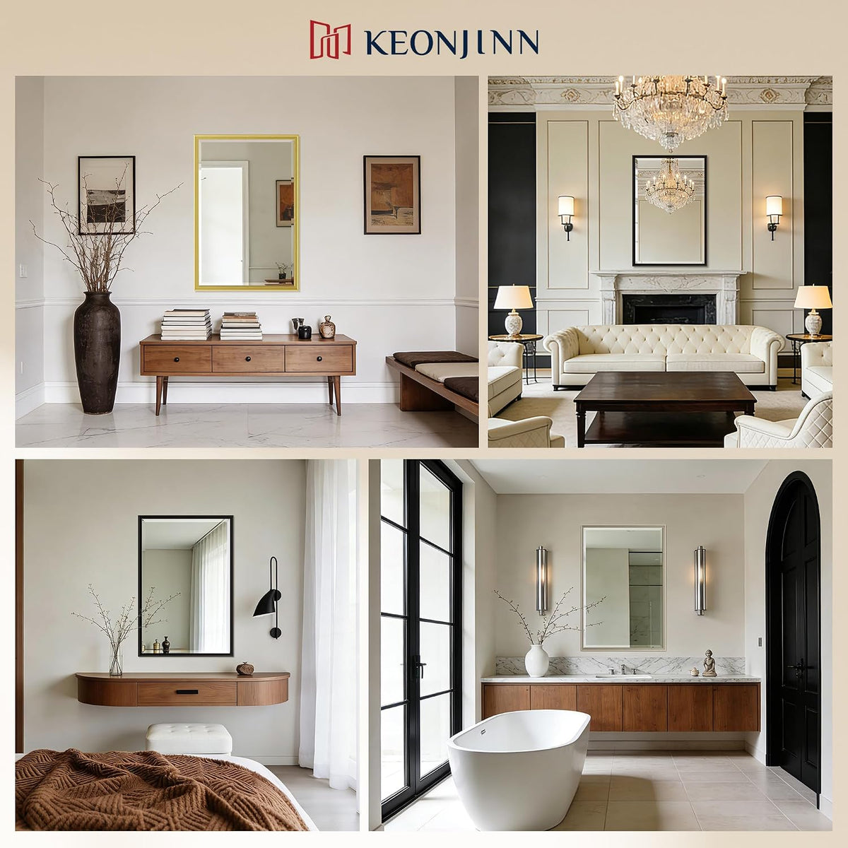 keonjinn brushed nickel bathroom mirrors for over sink, package contents