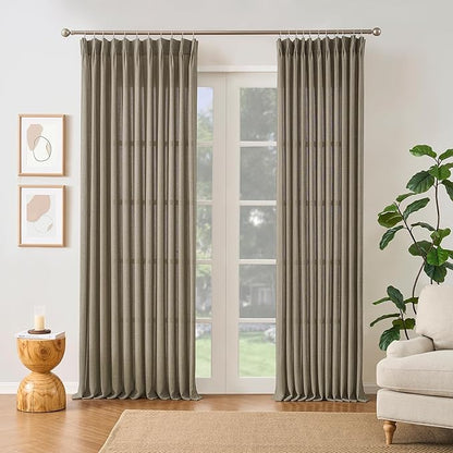Custom Length Curtains 92 Inches Long, Pinch Pleated Linen Blend Back Tab - Image 5