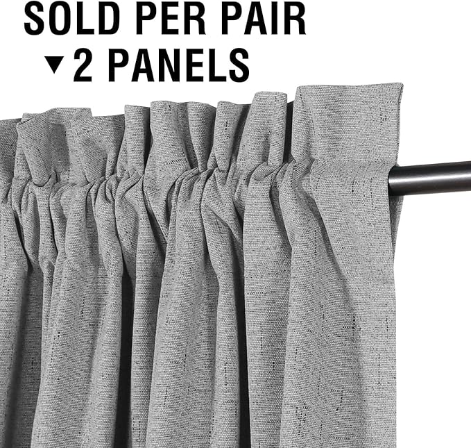 H.VERSAILTEX Linen Look 100% Blackout Curtains 54 Inches Long - Image 3