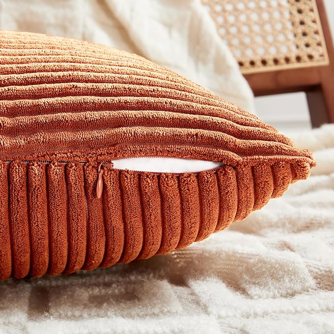 Fancy Homi Set of 2 Burnt Orange Decorative Throw Pillow Covers 20x20 Inch - Image 4