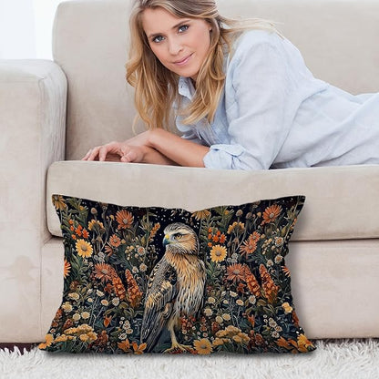 Boho Moody Eagle Floral Pillow Covers 12x20, Dark Academia Room Decor, Dark - Image 5