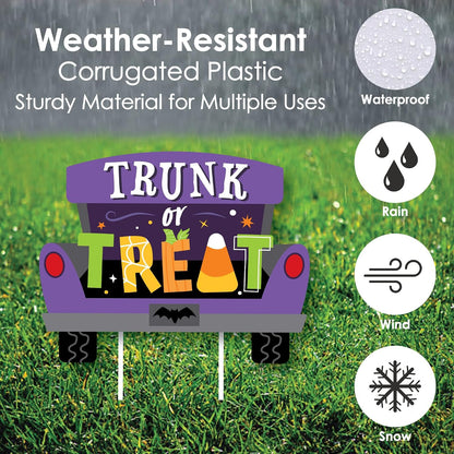 Big Dot of Happiness Trunk or Treat - Cat Pumpkin Trunk Lawn Decorations - Outdoor Halloween Car Parade Party Yard Decorations - 10 Piece