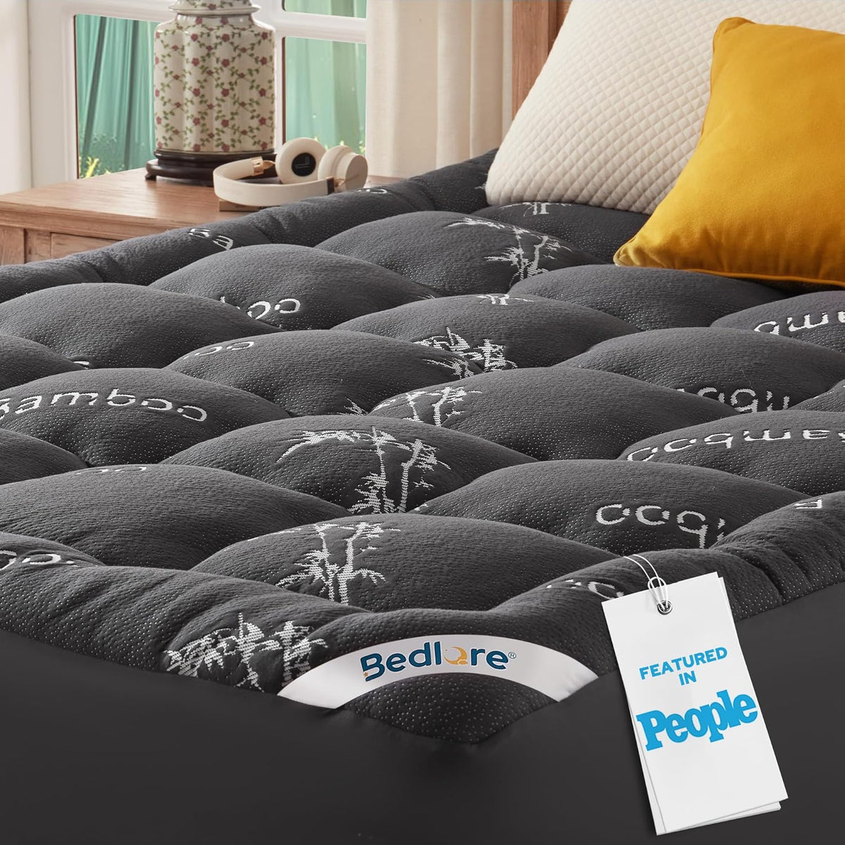 bedlore king mattress topper, thick soft pillow top, main product view