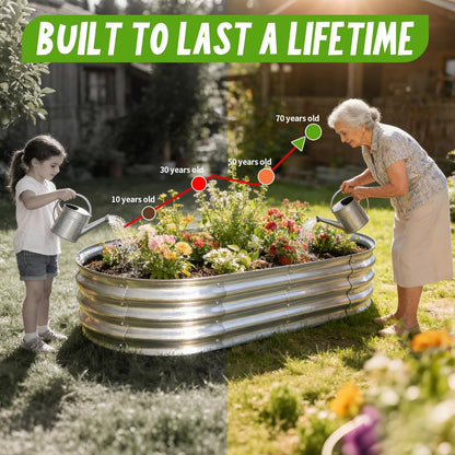 galvanized raised garden bed kit, planter garden boxes showing dimensions