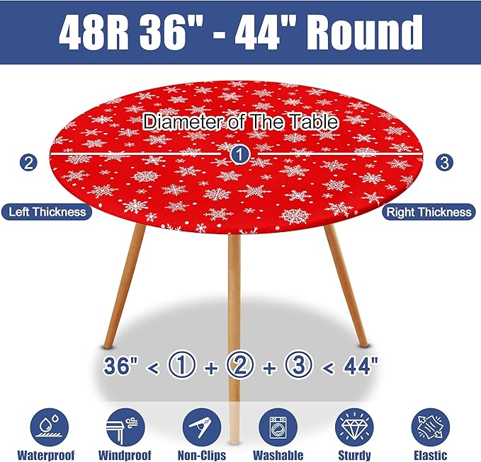Round Spandex Christmas Tablecloth, Elastic Fitted Waterproof Tablecloths - Image 8
