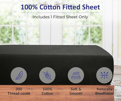 ROYALE LINENS 300 Thread Count 100% Long Staple Combed Cotton Fitted Sheet Queen - Image 3