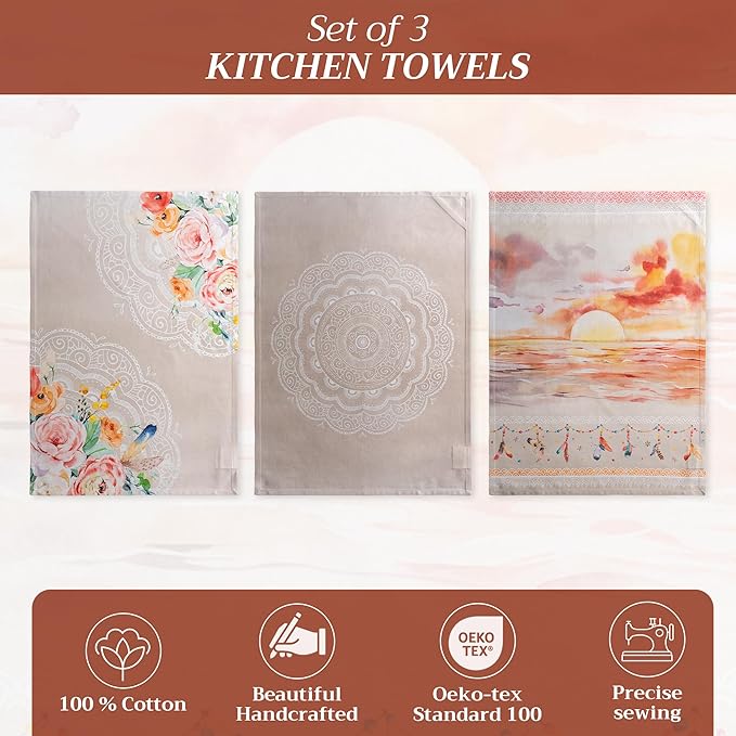 Maison d' Hermine Kitchen Towels Set of 3 100% Cotton 27.50" x 20" Reusable - Image 2