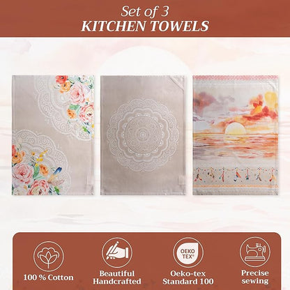 Maison d' Hermine Kitchen Towels Set of 3 100% Cotton 27.50" x 20" Reusable - Image 2