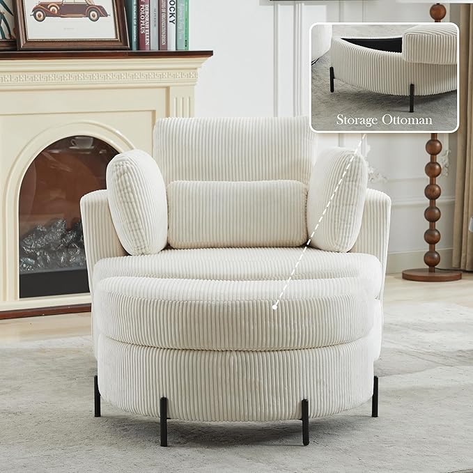 Aoiy & Wifon 42.2" W Oversized Swivel Barrel Chair - Image 3